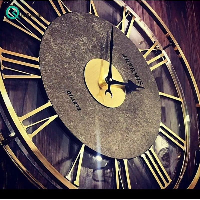 ساعت دیواری فلزی آرتمیس مدل 30220، ساعت دیواری فلزی و آبکاری شده سایز 50، رنگ طلایی