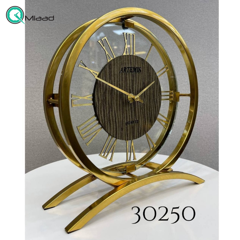 ساعت رومیزی فلزی آرتمیس مدل 30250، ساعت رومیزی بسیار زیبا و مدرن آرتمیس، دکوری و بسیار زیبا، در اعداد رومی  ساعت رومیزی کلاسیک