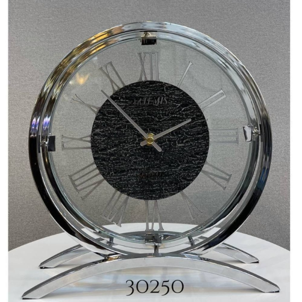 ساعت رومیزی فلزی آرتمیس مدل 30250، ساعت رومیزی بسیار زیبا و مدرن آرتمیس، دکوری و بسیار زیبا، در رنگ نقره ای و اعداد رومی