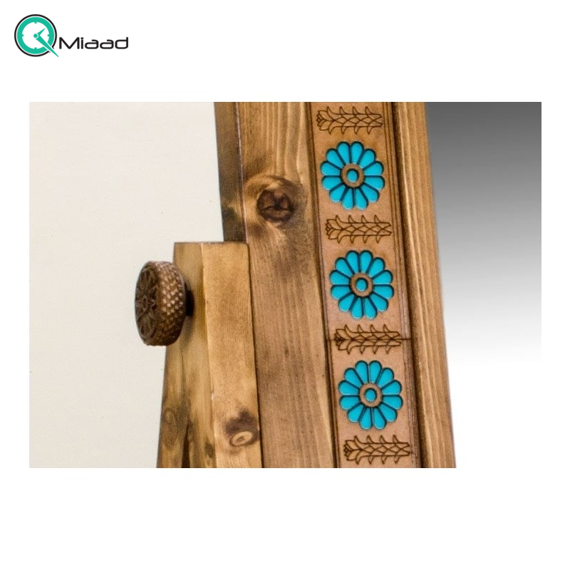 آینه چاتمه طبقه دار لوتوس مدل AY03015، آینه بسیار زیبا با قاب چوبی روسی و دارای طبقه مخصوص، رنگ فیروزه جهیزیه