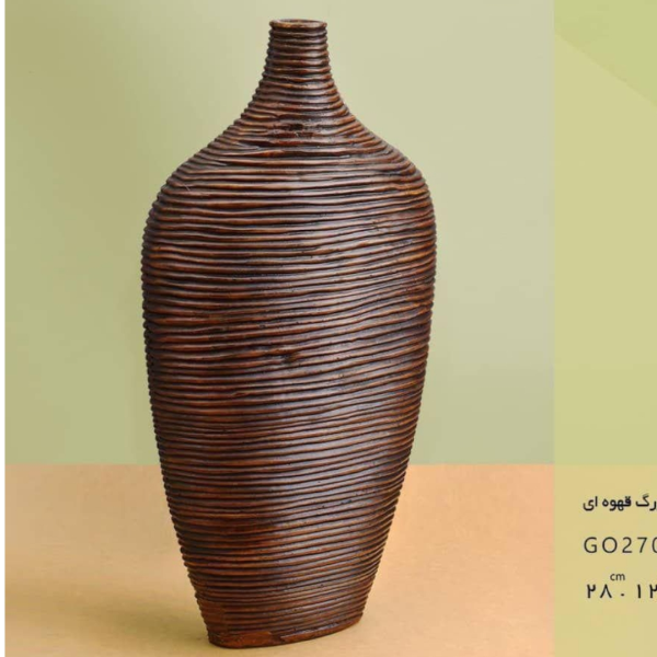 گلدان کوزه کتابی بزرگ مدل GO27006، گلدان تزیینی و دکوری با طراحی ساده و زیبا و همینطور خلاقانه، طرح کوزه، رنگ قهوه‌ای