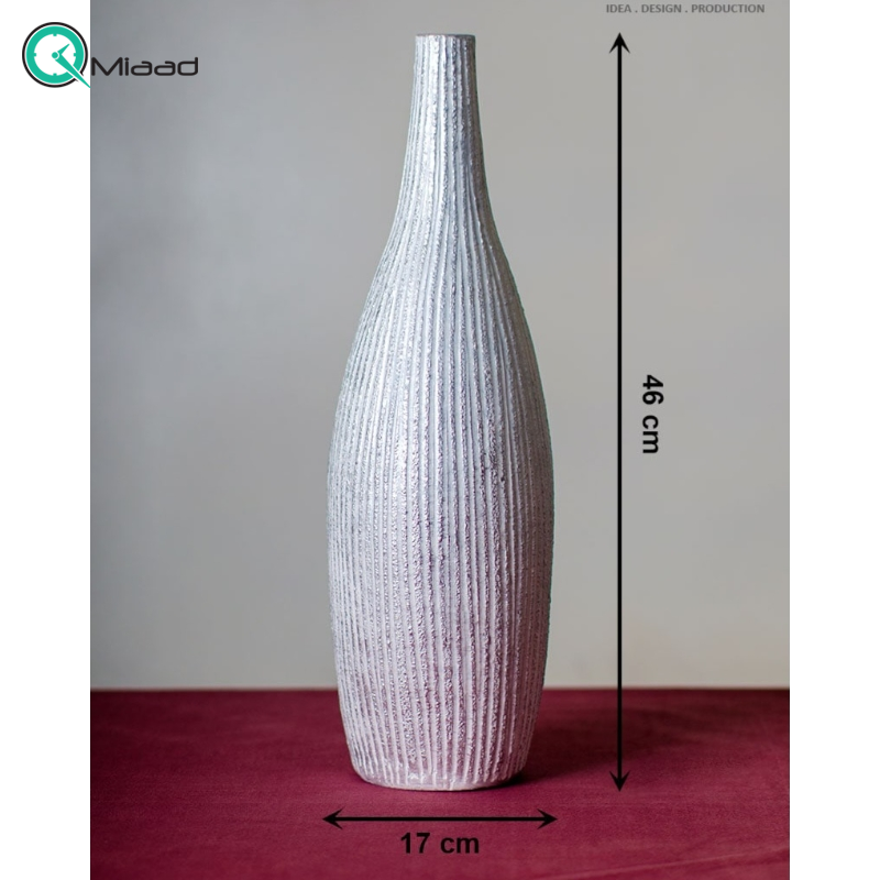 گلدان مدل سنگی کد GO27246، گلدان تزیینی و دکوری با طراحی ساده و زیبا و همینطور خلاقانه، طرح سنگی، رنگ سفید نقره ای  خرید گلدان