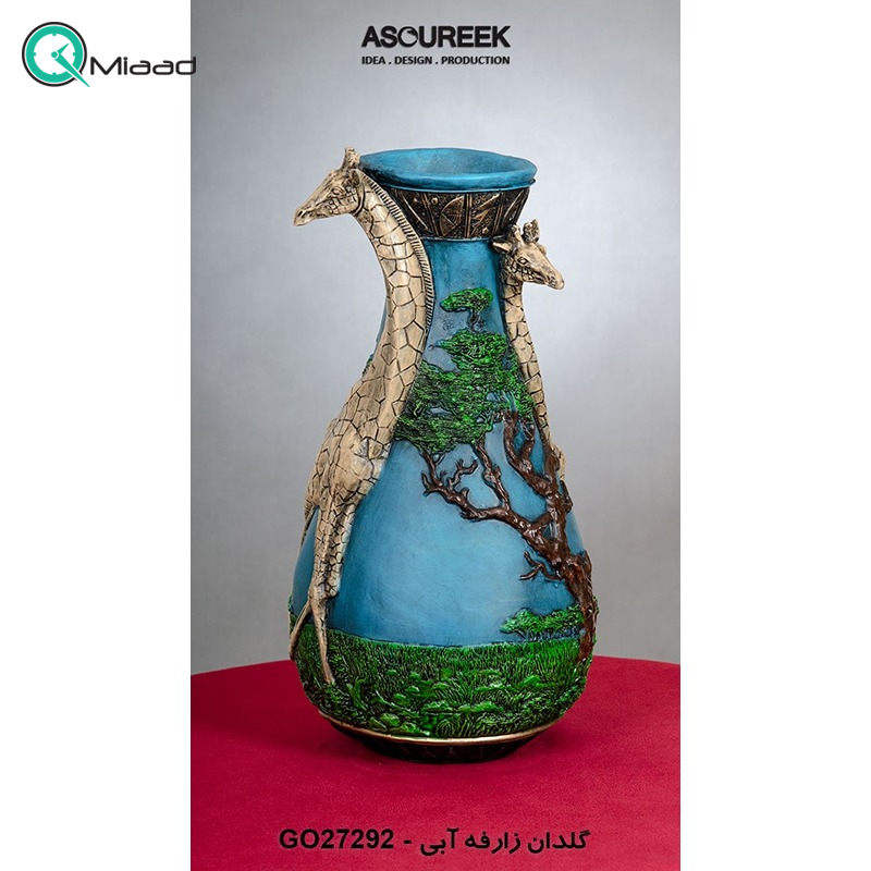 گلدان مدل زرافه کد GO27292، گلدان تزیینی و دکوری با طراحی شگفت انگیز و متمایز، رنگ آبی
