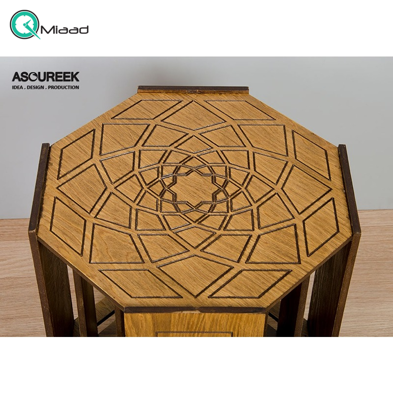 میز عسلی چوبی مدل M104065، میز عسلی چوبی 8 ضلعی سه تایی، میز عسلی مدل با طراحی کلاسیک میز عسلی 3 تکه