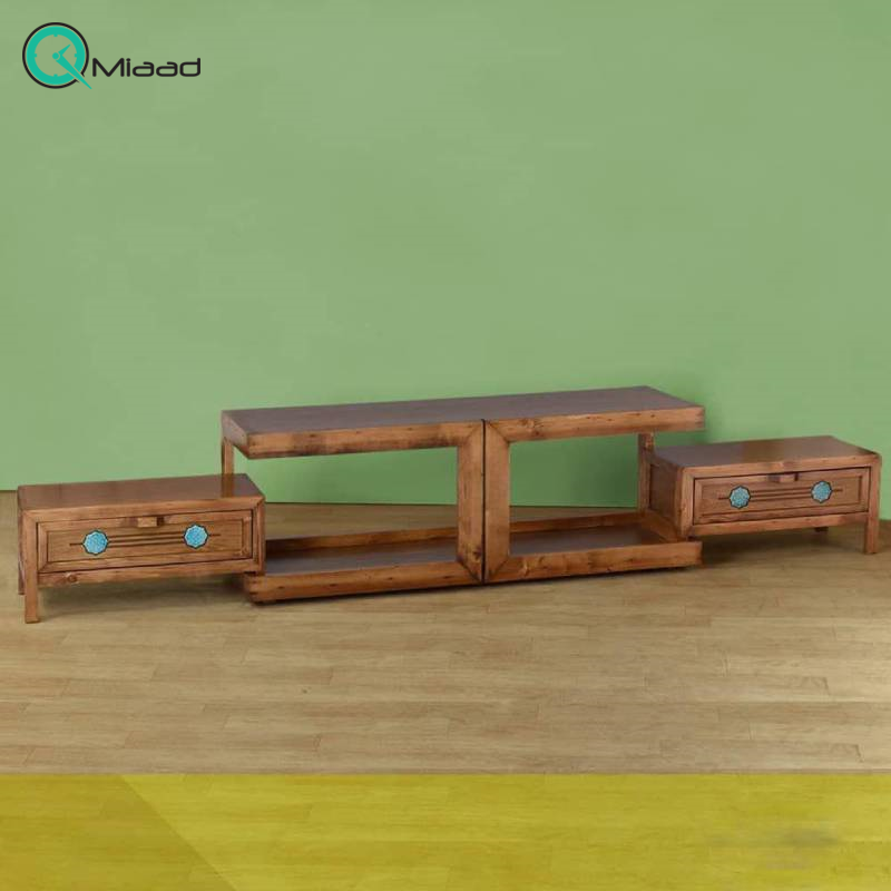 میز تلویزیون شمس مدل MI20013، میز ال سی دی تمام چوب پایه دار، متریال مقاوم چوب و طراحی کلاسیک با طرح طبیعی چوب  میز ال سی دی