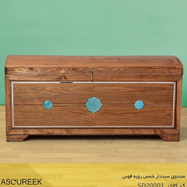 صندوق چوبی مدل SD20001، صندوق سبد دار مدل شمس رویه قوس