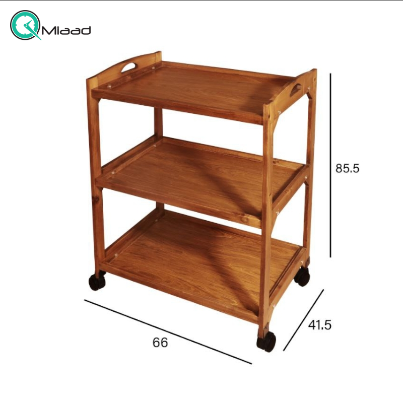 میز پذیرایی ترولی مدل TR04007، میز ترولی سرو و پذیرایی تمام چوب، میز پذیرایی شیک و خاص، مناسب برای رستوران و تالارها، چوب روس و قابل سفارش با چوب راش میز پذیرایی