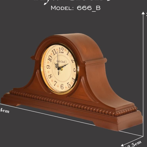 ساعت رومیزی چوبی آیلی مدل 666B، ساعت رومیزی با متریال تمام چوب و دو تنوع اعداد رومی و لاتین، طراحی فانتزی و مینیمال، موتور آرامگرد و 2 سال ضمانت، اعداد لاتین