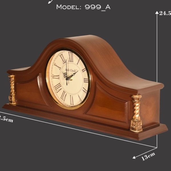 ساعت رومیزی چوبی آیلی مدل 999A، ساعت رومیزی با متریال تمام چوب و دو تنوع اعداد رومی و لاتین، طراحی فانتزی و مینیمال، موتور آرامگرد و 2 سال ضمانت، اعداد رومی