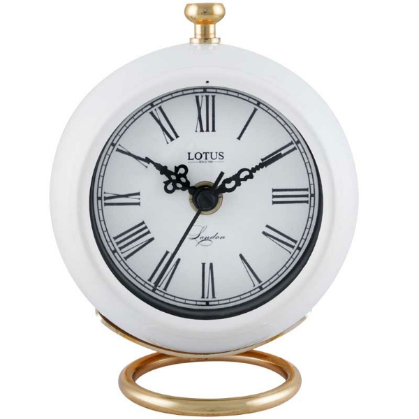  ساعت رومیزی فلزی لوتوس مدل BS-600 سفید طلایی