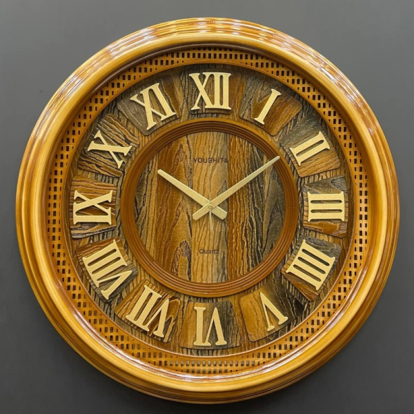  ساعت دیواری چوبی مدل باروک، ساعت دیواری مدرن در دو سایز، متریال چوب و رنگ قهوه ای روشن، موتور ساخت تایوان، سایز 68| کد NN68