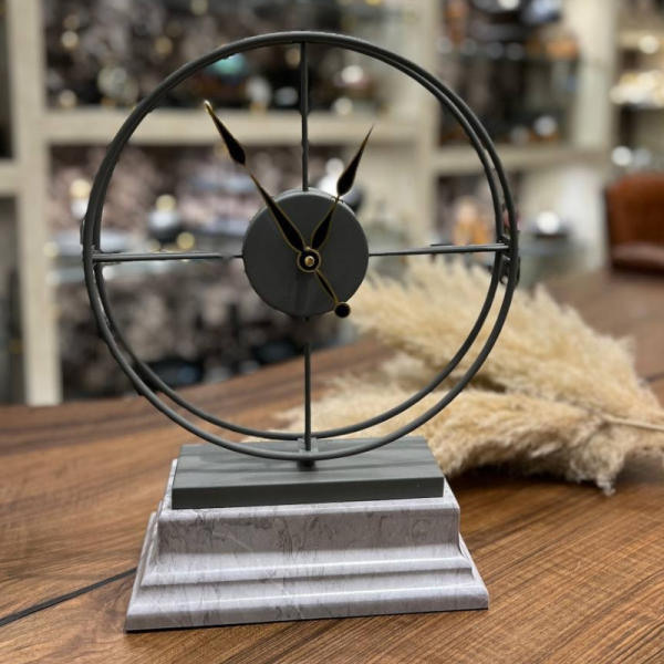 ساعت رومیزی بتیس مدل 3010، ساعت رومیزی لوکس با متریال چوب و فلز، با تنوع رنگ بندی، رنگ آبکاری شده طوسی
