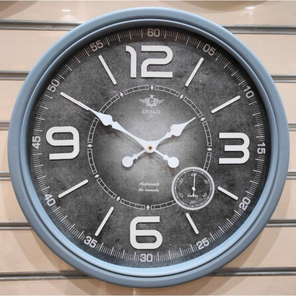 ساعت دیواری شیرون مدل R2، ساعت دیواری سایز 60 پلاستیکی طرح کلاسیک با صفحه تمام چوب و اعداد برجسته، دارای موتور ثانیه شمار مستقل، رنگ طوسی