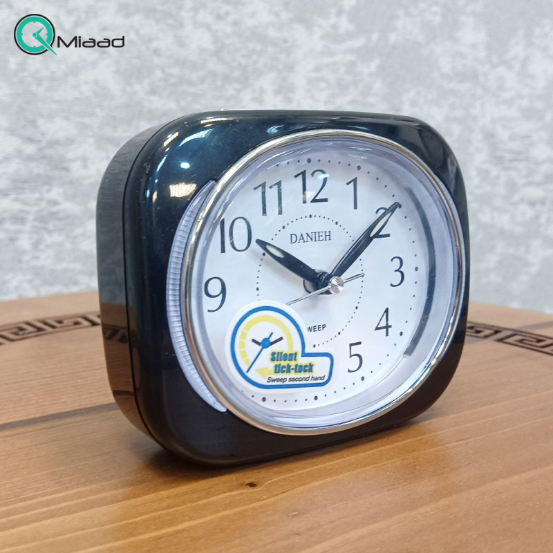 ساعت رومیزی دانیه کد 826، ساعت رومیزی فانتزی زنگدار آرامگرد، ساعت رومیزی مناسب اتاق خواب، اتاق کار، رنگ مشکی ساعت رومیزی کلاسیک