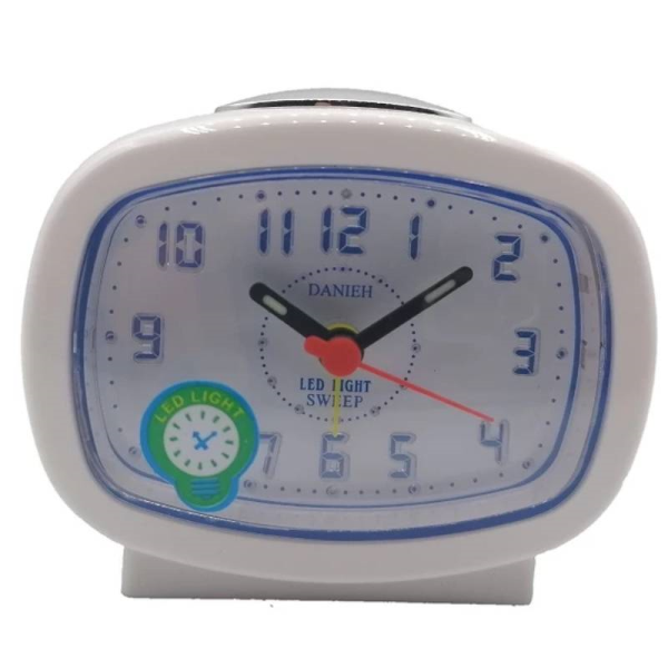 ساعت رومیزی دانیه مدل 540، ساعت رومیزی فانتزی زنگ‌دار آرامگرد، ساعت رومیزی مناسب اتاق خواب و اتاق کار، دارای چراغ برای مشاهده ساعت در تاریکی مطلق، رنگ سفید