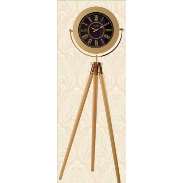 ساعت ایستاده چوبی دیاکو مدل هیرو، ساعت ایستاده پایه دار با ارتفاع قابل تنظیم ساعت، جنس بدنه از چوب و فلز، دارای تنوع رنگ بندی، رنگ طلایی