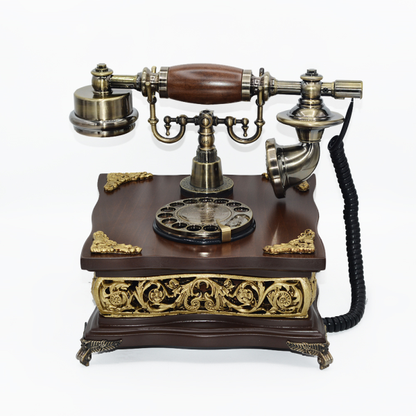 تلفن رومیزی چوبی والتر، تلفن رومیزی کلاسیک با شماره گیر چرخشی | تلفن رومیزی دکوری شیک، مدل 300