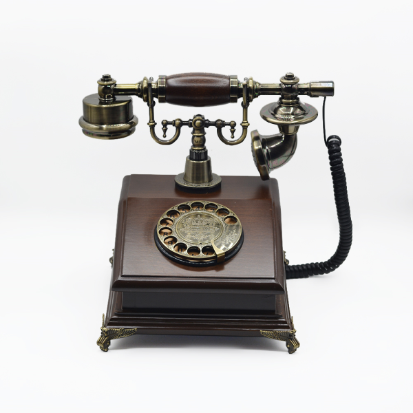 تلفن رومیزی چوبی والتر، تلفن رومیزی کلاسیک با شماره گیر چرخشی | تلفن رومیزی خاص و سنتی، بدنه چوبی مدل T305