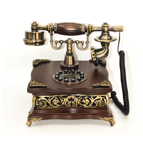 تلفن رومیزی چوبی والتر، تلفن رومیزی کلاسیک با شماره گیر دکمه‌ای | تلفن رومیزی دکوری شیک، مدل 300