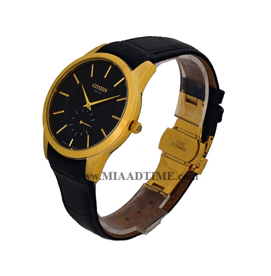 ساعت مچی سیتیزن مردانه زیرثانیه گرد چرمی طلایی صفحه خاکستری مدل 6214G ساعت مردانه سیتیزن قیمت