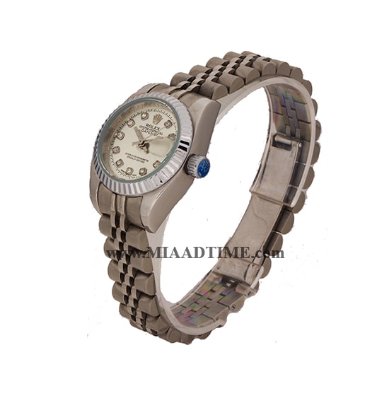 ساعت مچی رولکس زنانه، دیت جاست استیل، صفحه سفید | کد 16233L زنانه