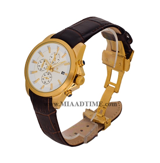 ساعت مچی رومانسون زنانه کرنوگراف گرد چرمی طلایی صفحه سفید کد 1814 خرید ساعت مچی طرح اصلی