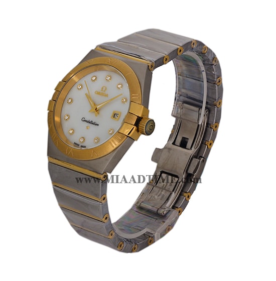 ساعت امگا OMEGA مردانه کلاسیک گرد فلزی دو رنگ صفحه سفید کد 1842 ساعت مچی مردانه امگا