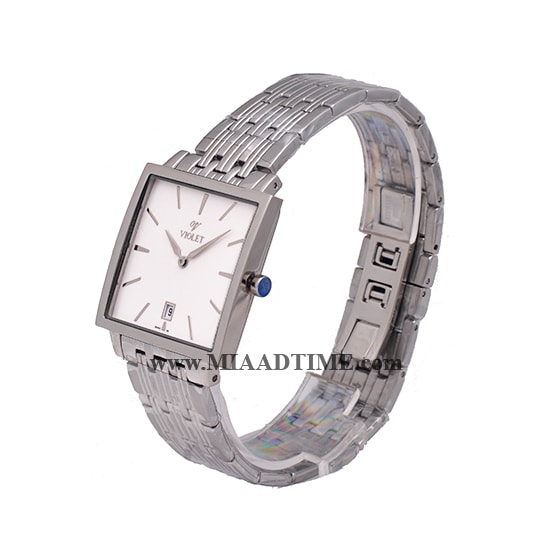 ساعت مچی ویولت مردانه کلاسیک صفحه مربع استیل صفحه سفید کد 0195G ساعت مچی مردانه کلاسیک صفحه گرد