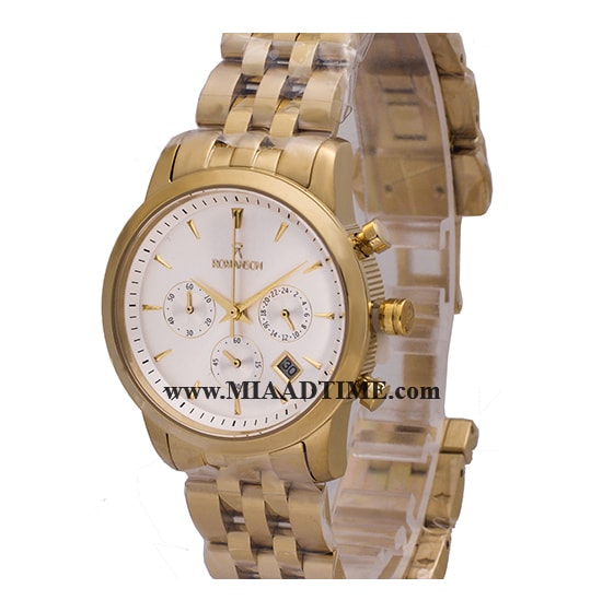 ساعت مچی رومانسون زنانه کرنوگراف گرد فلزی طلایی صفحه سفید کد 16311 خرید ساعت مچی طرح اصلی