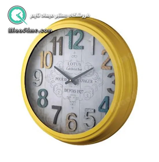 ساعت دیواری فلزی لوتوس 16012 زرد ساعت دیواری