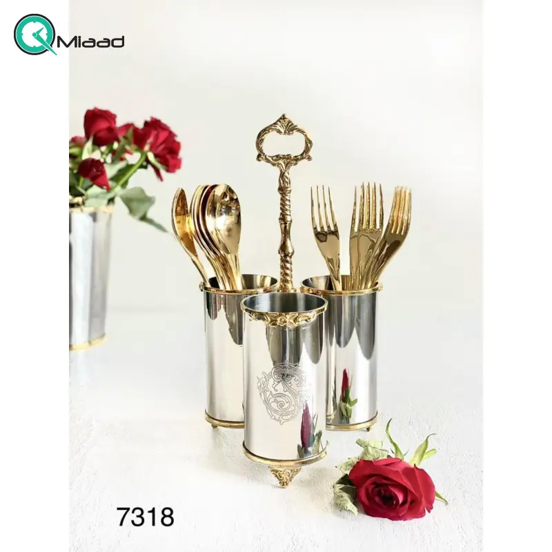 جاکاردی بنیکو، جاکاردی رومیزی 3 تایی استیل برنج | کد 7318 جاکاردی 3 تایی