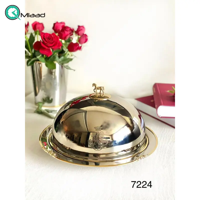 مرغ خوری بنیکو، ظرف پذیرایی مرغ خوری شکیل از جنس استیل و برنج |کد 7224 مرغ خوری
