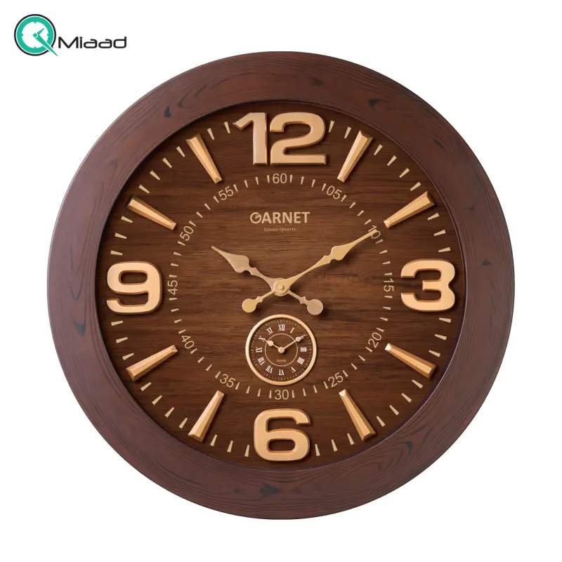 ساعت دیواری شوبرت، ساعت دیواری سایز 60 طرح چوبی فریم پلاستیکی با قیمت اقتصادی | مدل 5222 گارنت ساعت دیواری