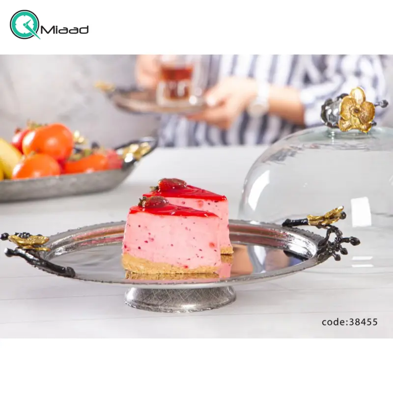 شیرینی خوری سیاه قلم بنیکو، شیرینی خوری گرد با طرح خاص ، ظرف سرو تزیینی خانه| کد 38455 شیرینی خوری گرد