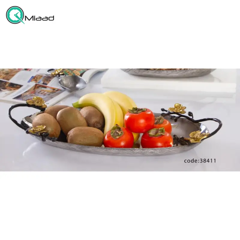 میوه خوری سیاه قلم بنیکو، ظرف میوه خوری استیل برنج | کد 38411 میوه خوری لب کنگره