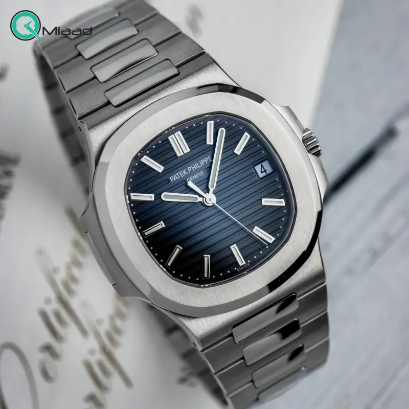 ساعت مچی مردانه پتک فیلیپ ناتیلوس، ساعت مردانه کلاسیک با بند استیل و موتور ژاپنی | طلایی صفحه سرمهای کد 8080 ساعت مچی لوکس