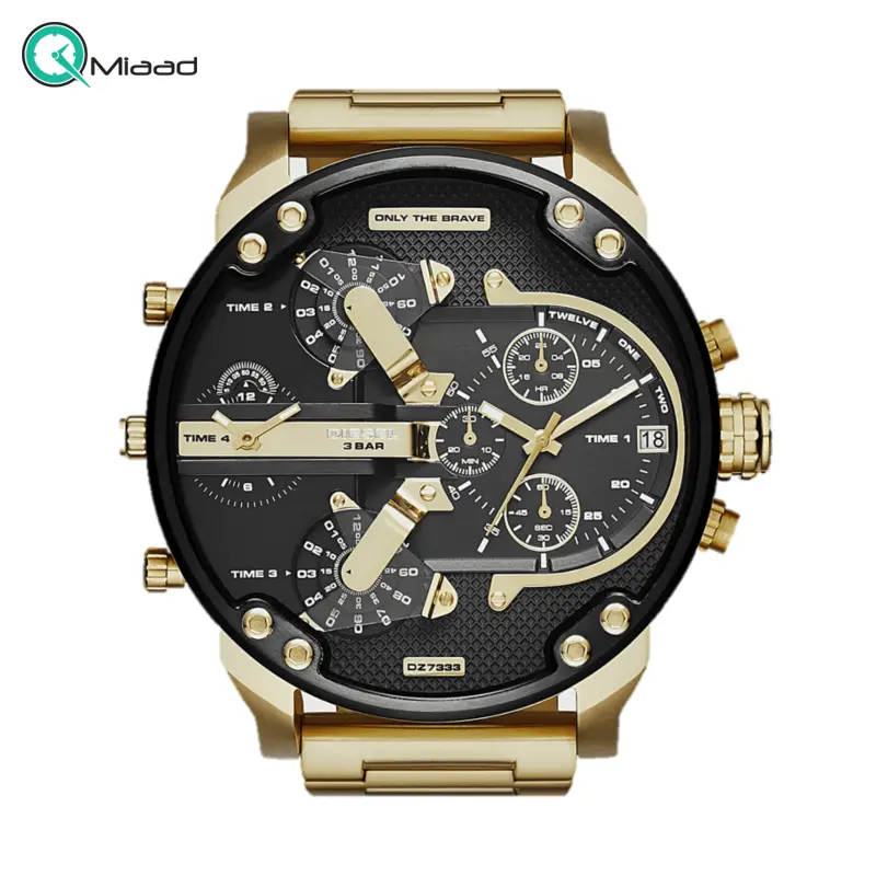 ساعت مچی مردانه دیزل، ساعت مردانه کرنوگراف هفت موتوره با قطر 55 میل مدل DZ7333 طلایی ساعت دیزل شاخدار