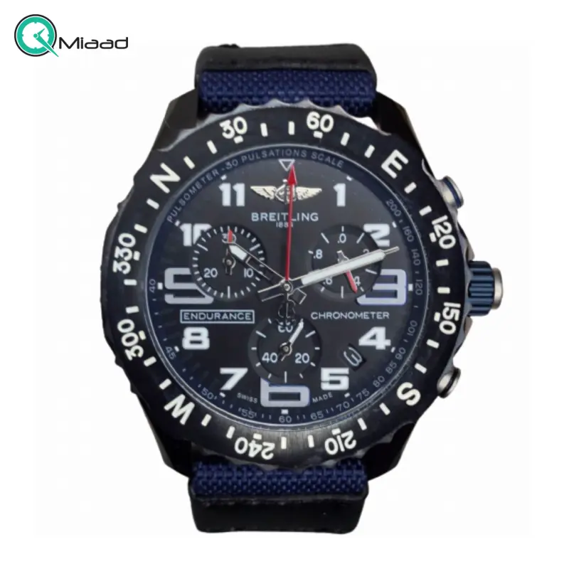 ساعت مچی مردانه برایتلینگ Breitling، ساعت اسپرت مردانه کرنوگراف موتور ژاپن، قاب تمام استیل رنگ ثابت با بند برزنتی | کد 8521 ساعت مچی