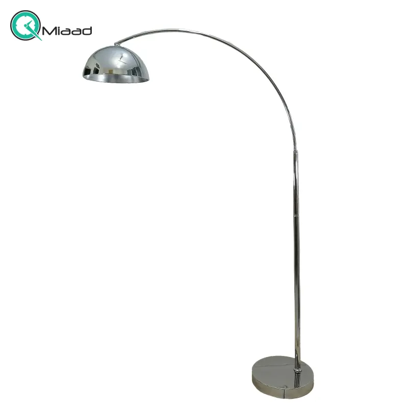 آباژور سالنی مدل 173، آباژور ایستاده مدرن و ظریف با پایه آهنی، دارای 1 سرپیچ و تنوع رنگ بندی با آبکاری فورتیک، فوق العاده با کیفیت، رنگ نقره ای آباژور