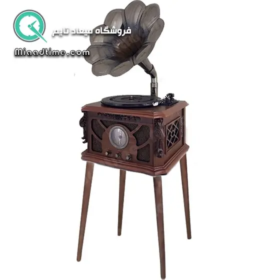 گرامافون پایه دار والتر قهوه ای با طراحی کلاسیک مدل 1760F گرامافون