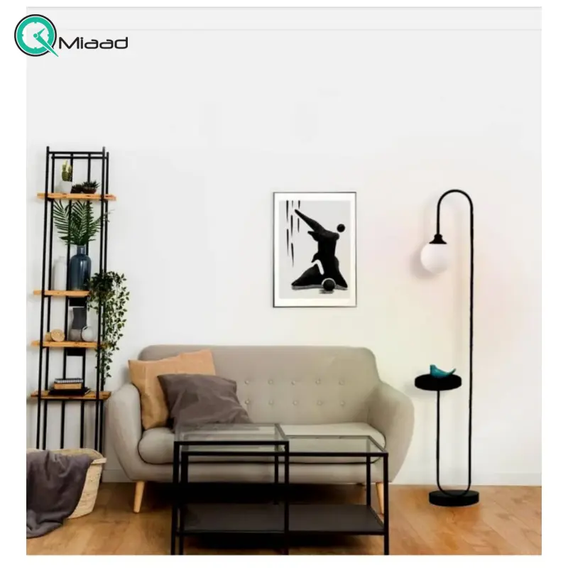 آباژور سالنی مدل 193، آباژور ایستاده مدرن و ظریف با یک فضایی برای قرار دادن وسایل دکوری یا گیاهان زیر نور آباژور، فوق العاده با کیفیت آباژور