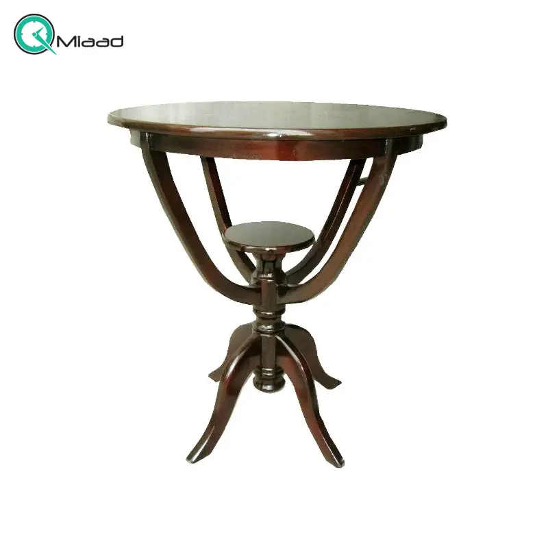 میز خاطره دو طبقه مدل 20141، میز خاطره گرد پایه دار دو طبقه بسیار شیک و چوبی، دو فضا برای نگه داری وسایل تزیینی مثل رادیو یا وسایل دیگر خرید میز تلفن گرام