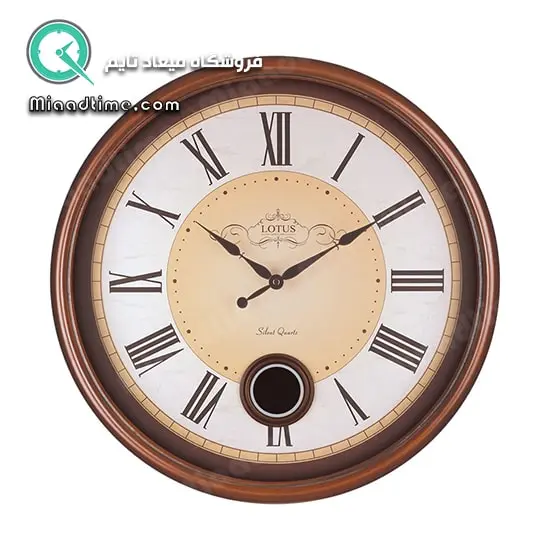 ساعت دیواری گرد چوبی پاندول دار لوتوس مدل RICHWOOD-252-P ساعت دیواری مدرن و شیک