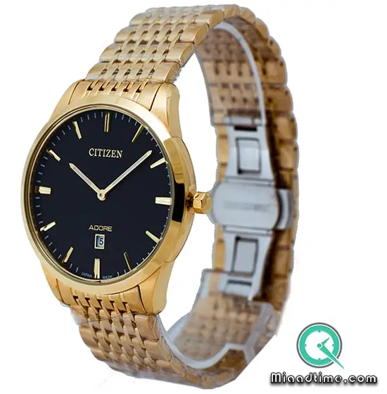 ساعت مچی سیتیزن مردانه کلاسیک گرد فلزی طلایی صفحه مشکی کد 5067 ساعت