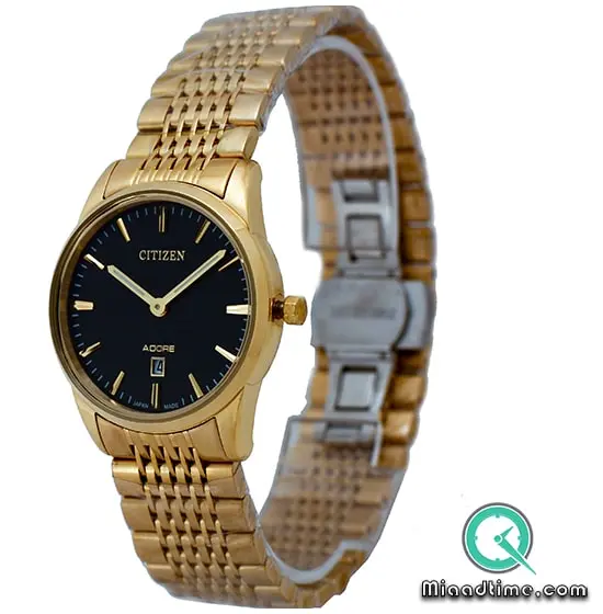 ساعت مچی سیتیزن زنانه کلاسیک گرد فلزی طلایی صفحه مشکی کد 5067 ساعت