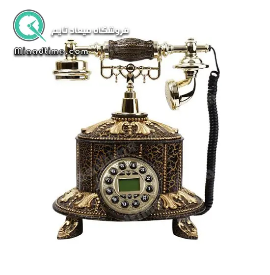 تلفن رومیزی سلطنتی آرنوس رنگ قهوه ای طلایی مدل 035E تلفن قدیمی دکوری