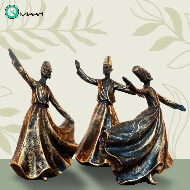 مجسمه رقص سما 3 تایی کد MO16178 ، مجسمه دکوری، زیبا کننده هر میز و هر سطحی، هدیه ای مناسب برای خانم ها مجسمه