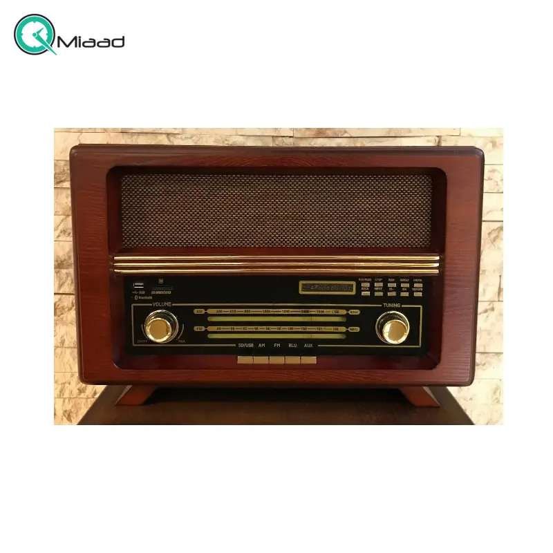رادیو کلاسیک چوبی بزرگ، رادیو نوستالژی قابلیت گیرندگی 3 موج رادیو FM,AM و SW3 ، پخش موسیقی و فایلهای MP3، اتصال از طریق بلوتوث، اتصال فلش مموری USB، قابلیت اتصال AUX، رنگ قهوه ای تیره رادیو شارژی