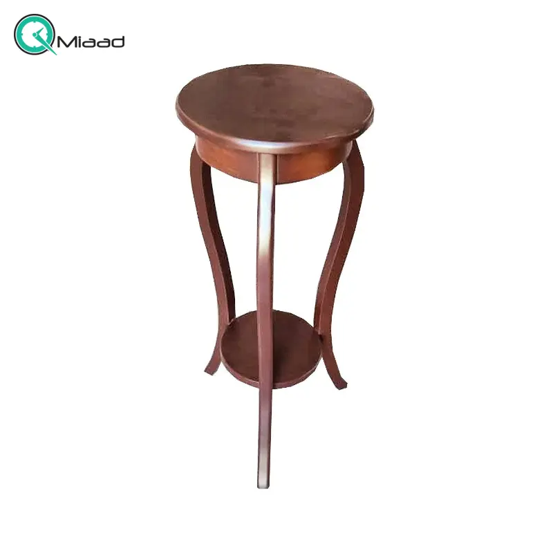 میز تلفن چوبی مدل خمره ای کد 13381، میز تلفن 3 پایه دار بسیار شیک و چوبی، فضایی برای نگه درای وسایل تزیینی در پایین و سطح بالای میز خرید میز تلفن گرام