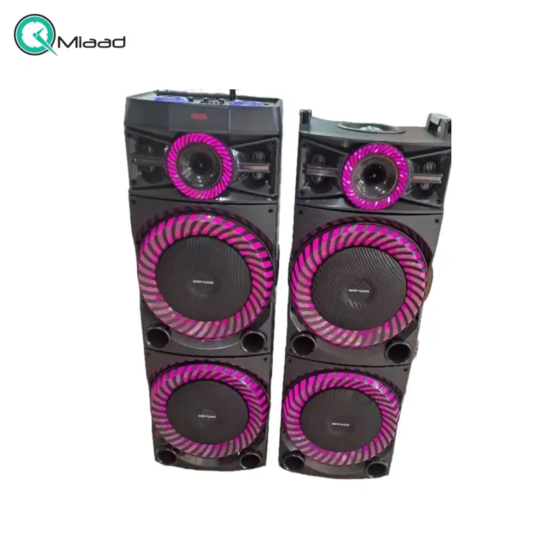 اسپیکر بلوتوث ملی فلاور، اسپیکر بلوتوثی دی جی دار با بهره مندی از نورپردازی LED، دارای 2 ساب ووفر 12 اینچ، دارای پنل حرفه ای تنظیم صدا، قابلیت های AUX,USB,BT,FM | مدل 23000 اسپیکر بلوتوث